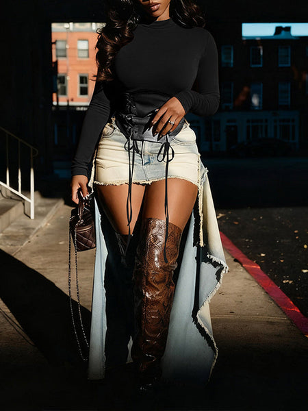 Faux-Leather Combo Tee