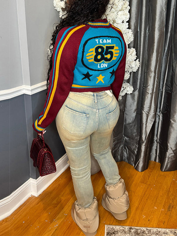 Colorblock Zip-Front Cardigan