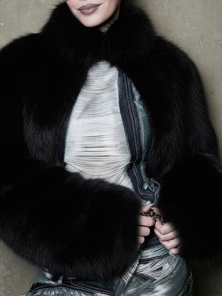 Solid Faux-Fur Jacket