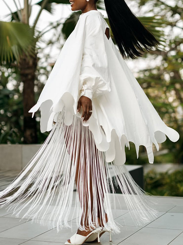 Button-Front Asymmetric-Hem Dress