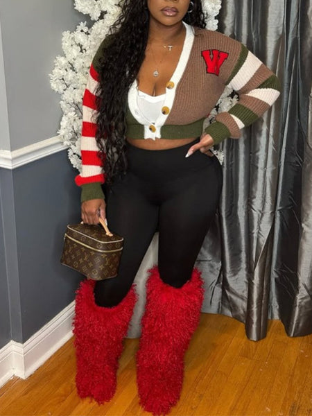 Colorblock Button-Front Cardigan