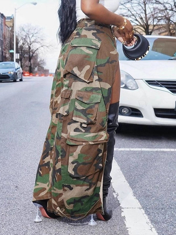Camo Slit Cargo Skirt