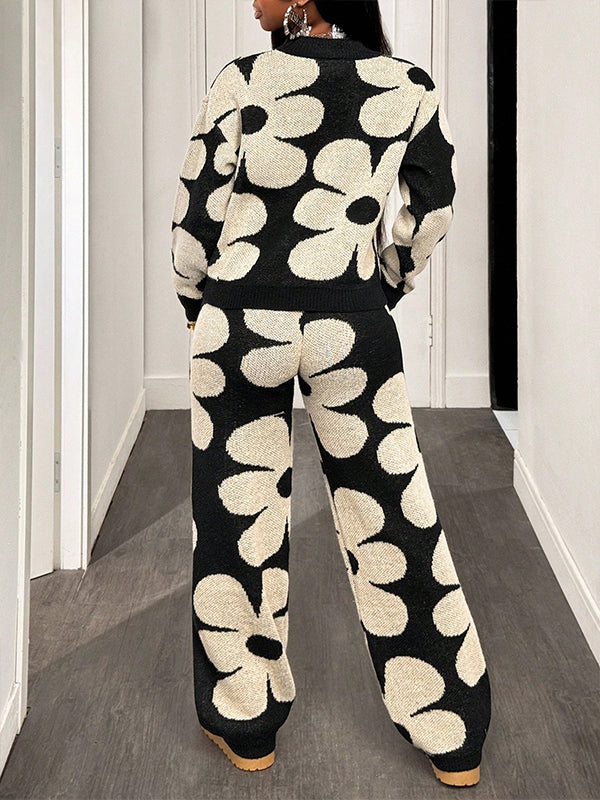 Floral Knit Pants Set