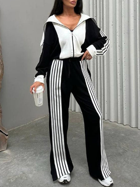 Side-Stripe Zip-Front Jacket & Pants Set