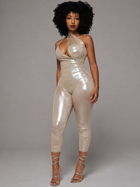 Shimmer One-Shoulder Cutout Jumpsuit