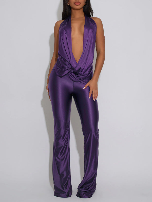 Cowl-Neck Halter Jumpsuit