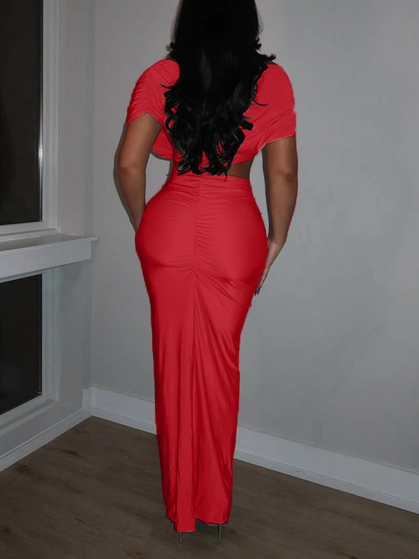 Ruched Cutout Maxi Dress