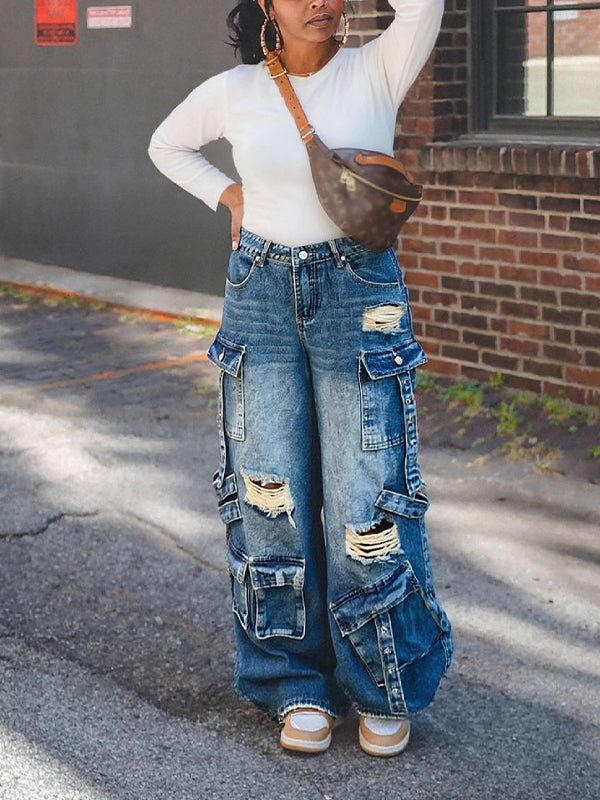 Ripped Cargo Jeans