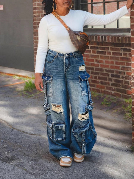 Ripped Cargo Jeans