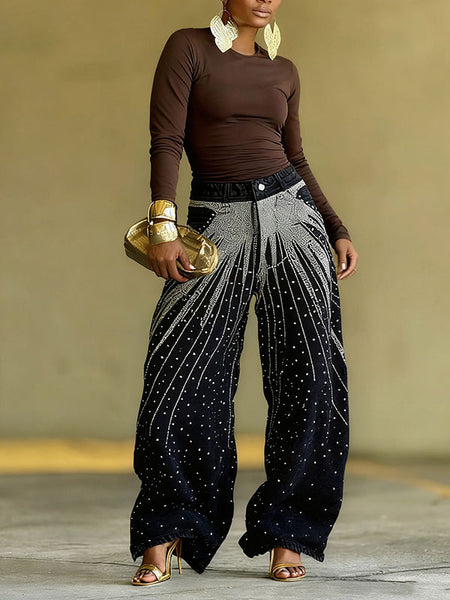 Studded Wide-Leg Jeans