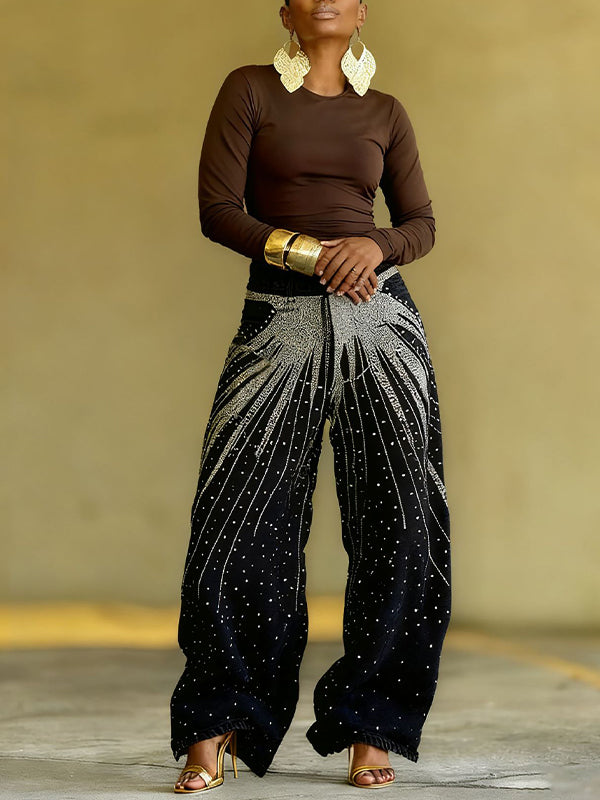 Studded Wide-Leg Jeans