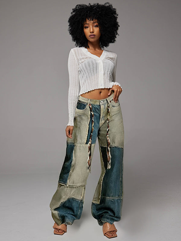 Colorblock Wide-Leg Jeans