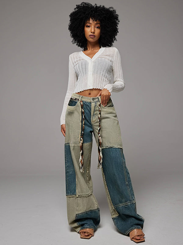 Colorblock Wide-Leg Jeans