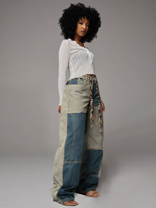 Colorblock Wide-Leg Jeans