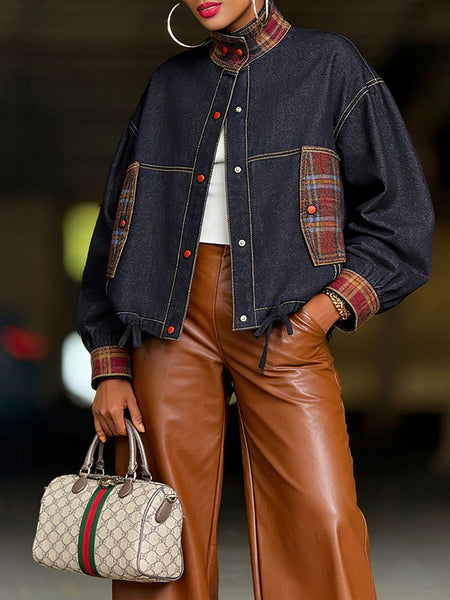 Plaid Combo Denim Jacket
