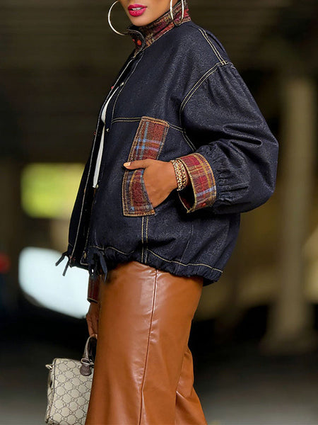 Plaid Combo Denim Jacket