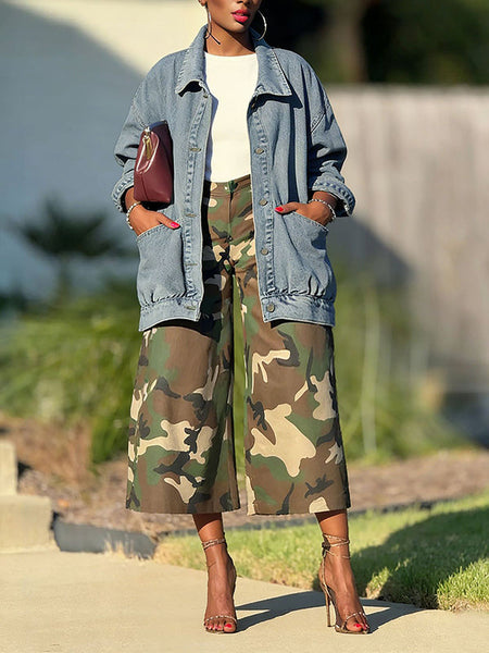 Button-Front Denim Jacket