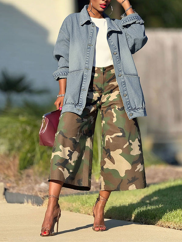 Button-Front Denim Jacket