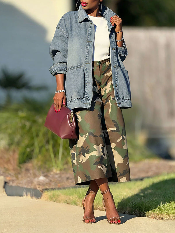 Button-Front Denim Jacket