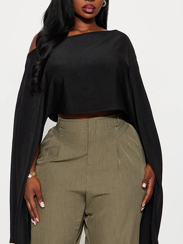 Solid Boat-Neck Cape Top