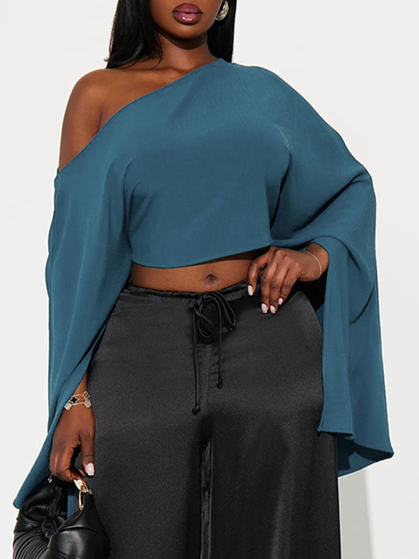 Solid Boat-Neck Cape Top