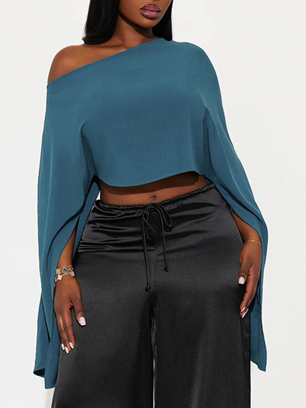 Solid Boat-Neck Cape Top