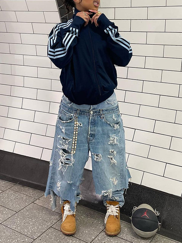 Double Ripped Jeans Double-Waist Ripped Jeans – HAUS SAVAGE