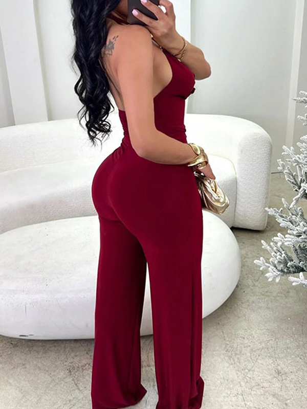 V-Neck Halter Jumpsuit