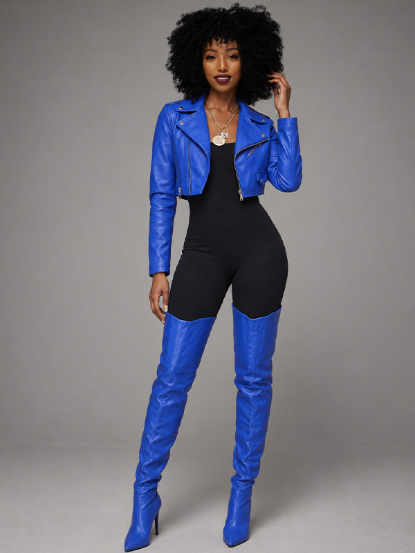 Faux-Leather Zip-Front Jacket