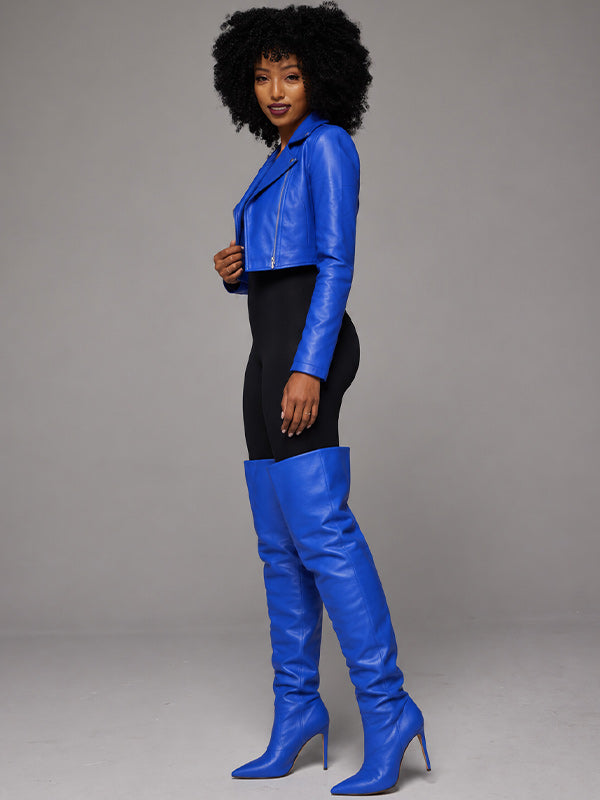 Faux-Leather Zip-Front Jacket
