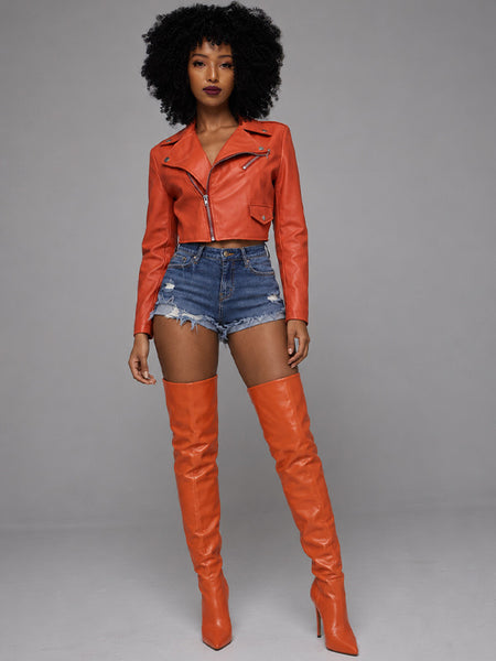 Faux-Leather Zip-Front Jacket