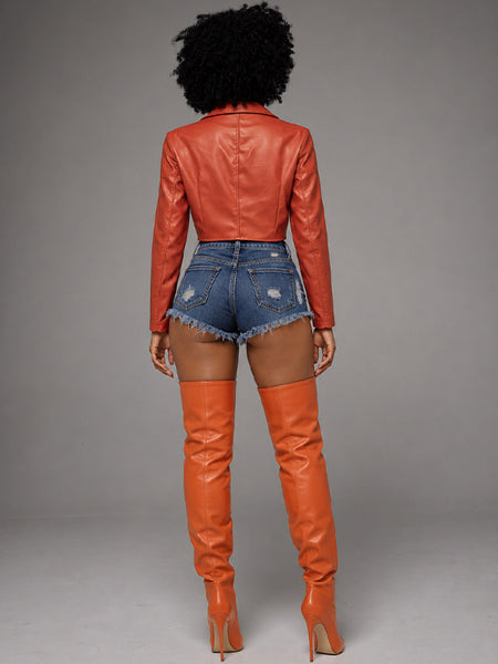 Faux-Leather Zip-Front Jacket