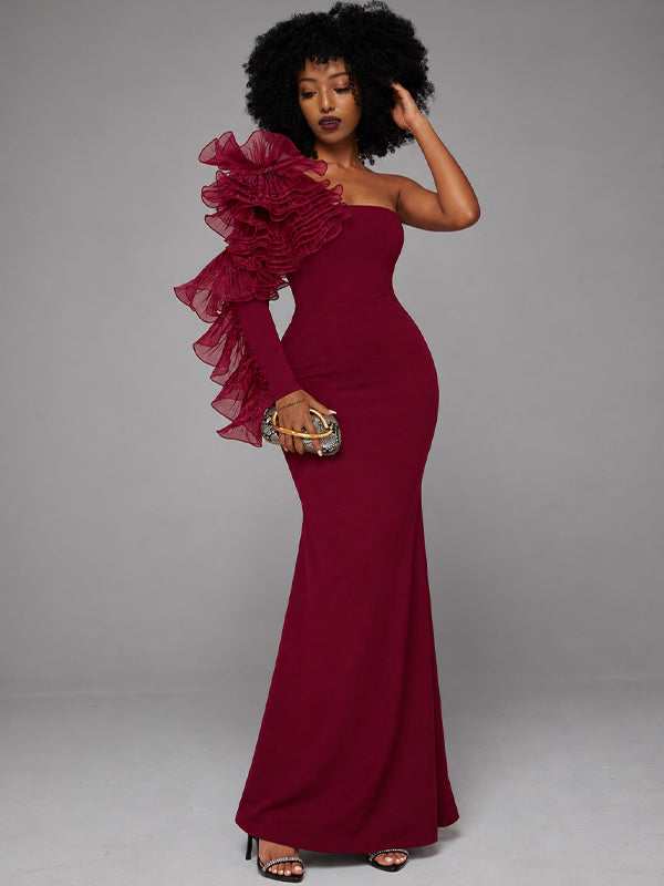 Ruffle Combo Maxi Dress