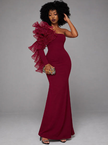 Ruffle Combo Maxi Dress