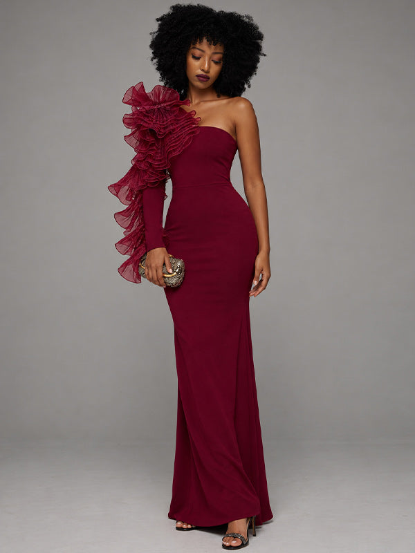 Ruffle Combo Maxi Dress
