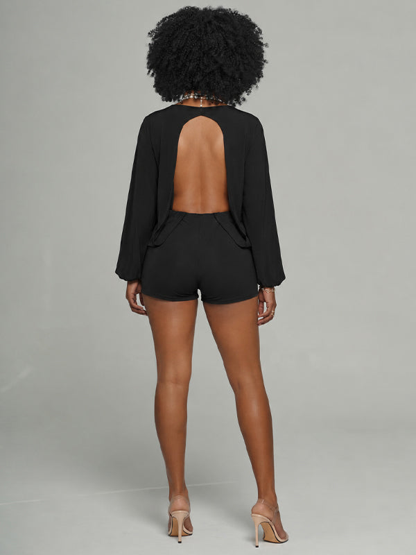 Solid Open-Back Romper