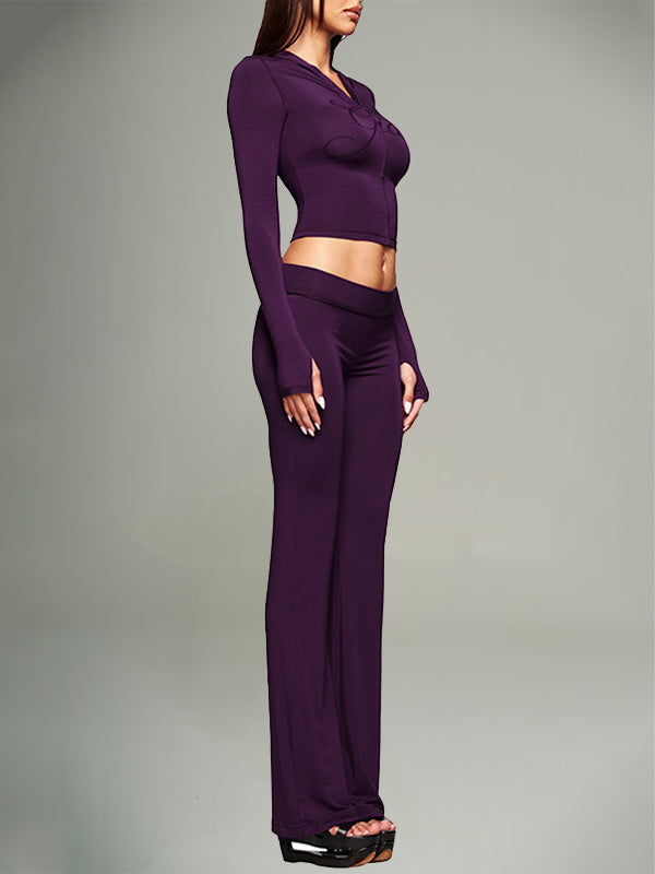 Logo Zip-Front Hoodie & Flared Pants Set