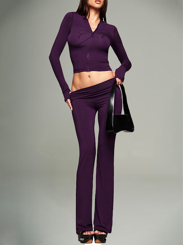 Logo Zip-Front Hoodie & Flared Pants Set