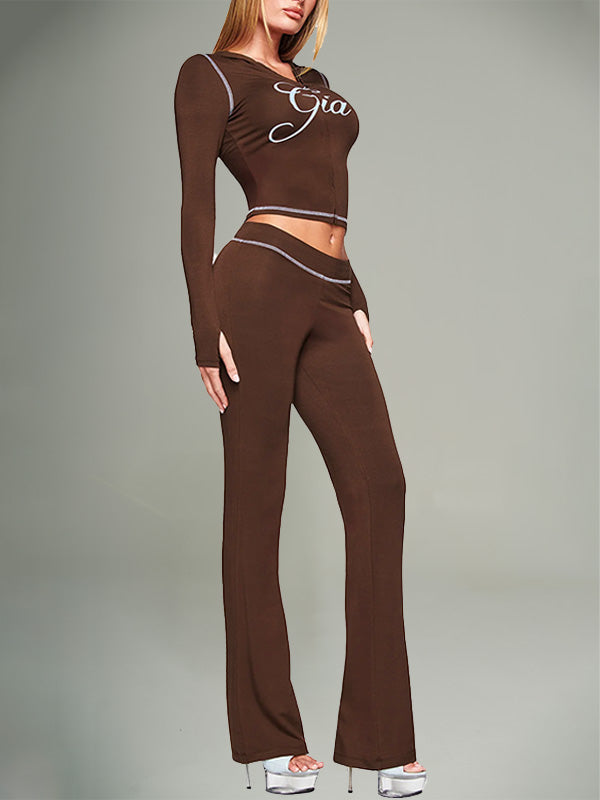 Logo Zip-Front Hoodie & Flared Pants Set