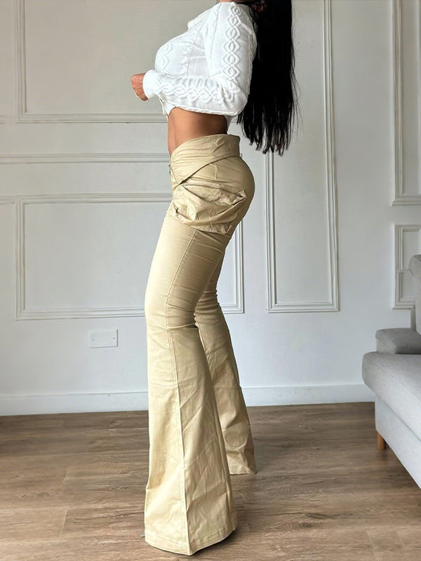 Zip Cargo Flared Pants