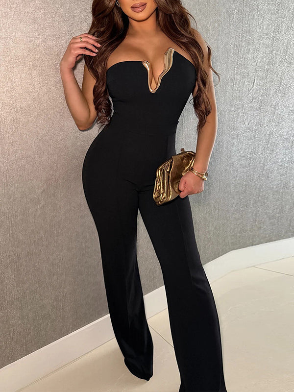 V-Neck Strapless Jumpsuit