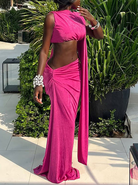 Draped Tank Top & Skirt Set