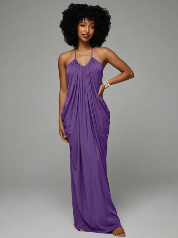 Ruched Sleeveless Maxi Dress