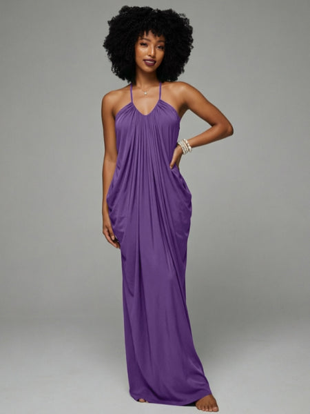 Ruched Sleeveless Maxi Dress