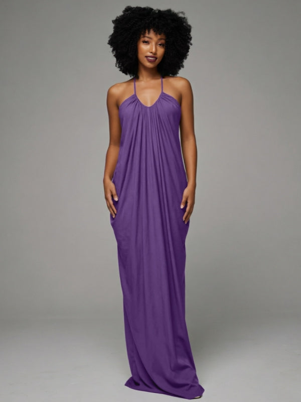 Ruched Sleeveless Maxi Dress