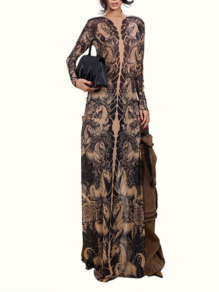 Printed Slit Tunic Top