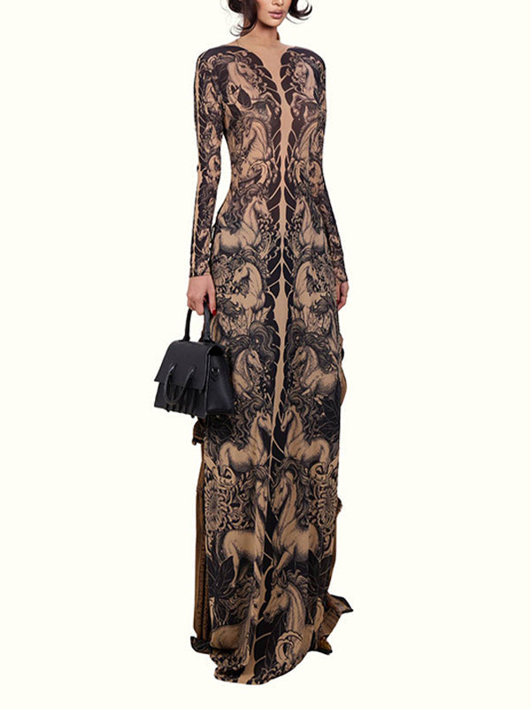 Printed Slit Tunic Top