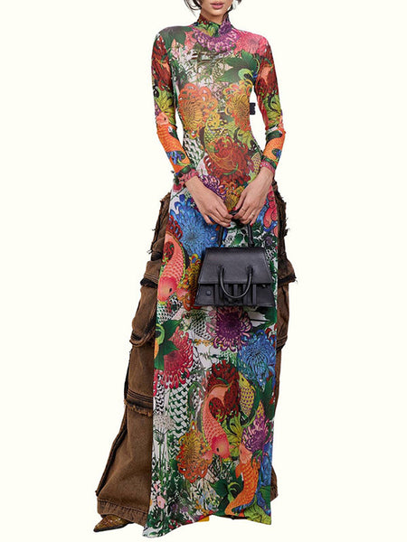 Printed Slit Tunic Top