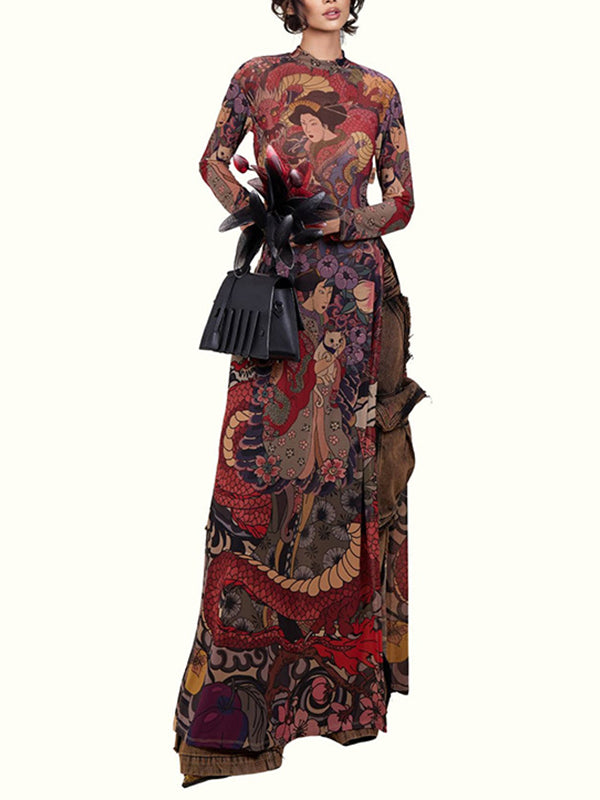 Printed Slit Tunic Top