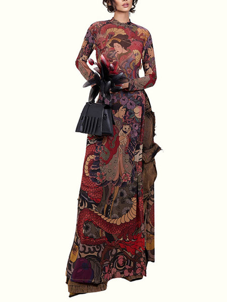 Printed Slit Tunic Top